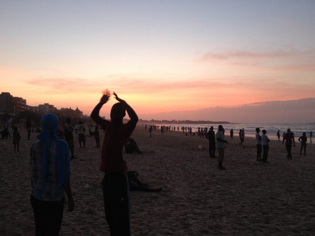 Beach in Senegal during sunset. Beach is named Plage BCEAO, located in Yoff