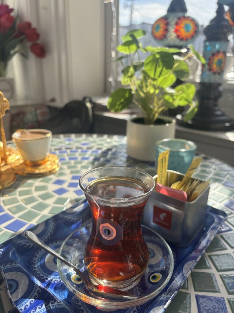 fancy clear Turkish tea cup