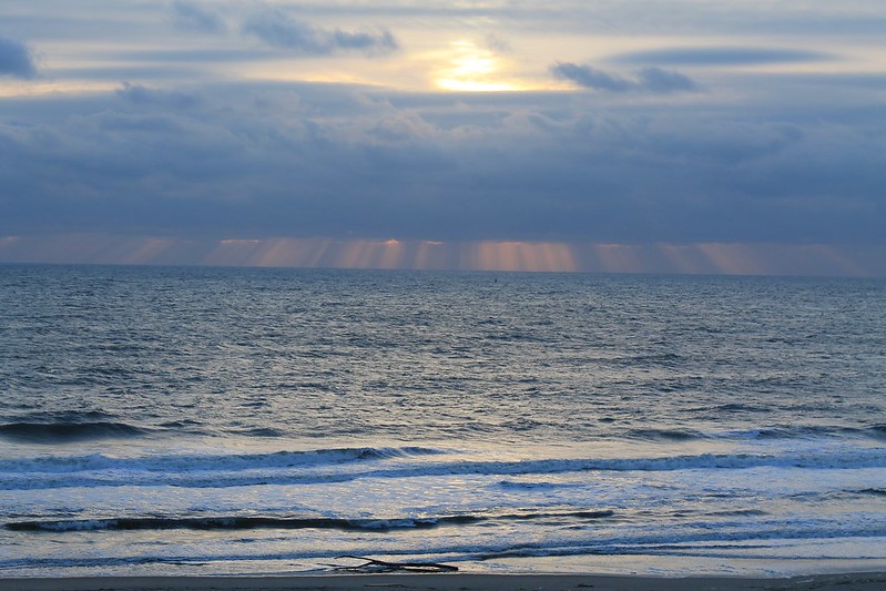 ocean waves at sunset