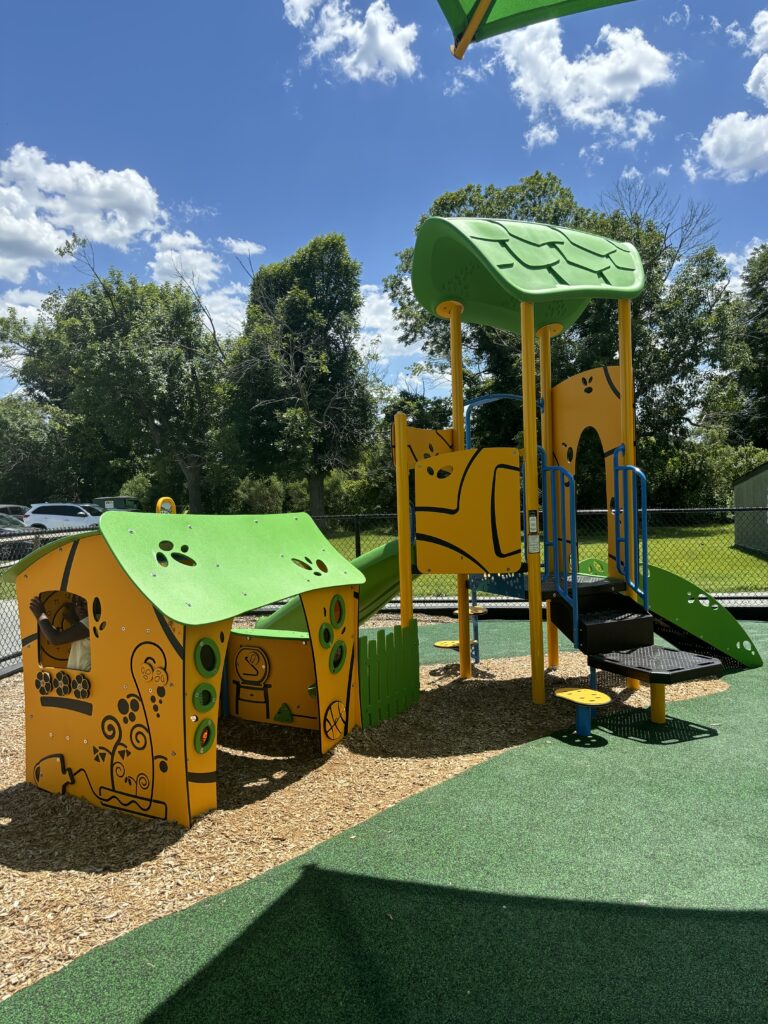 green and yellow Kids playground