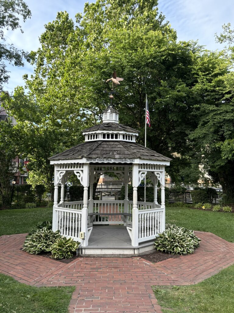 a white gazebo in Mamie Davis Park 