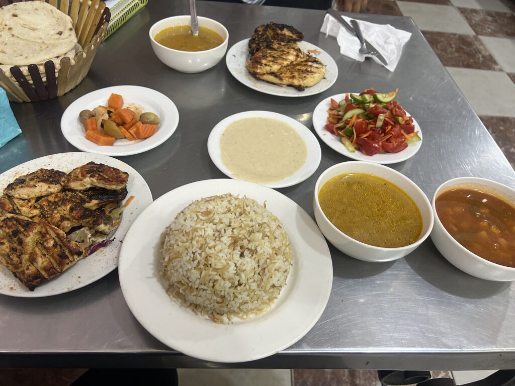 different plates and bowls of Egyptian food 