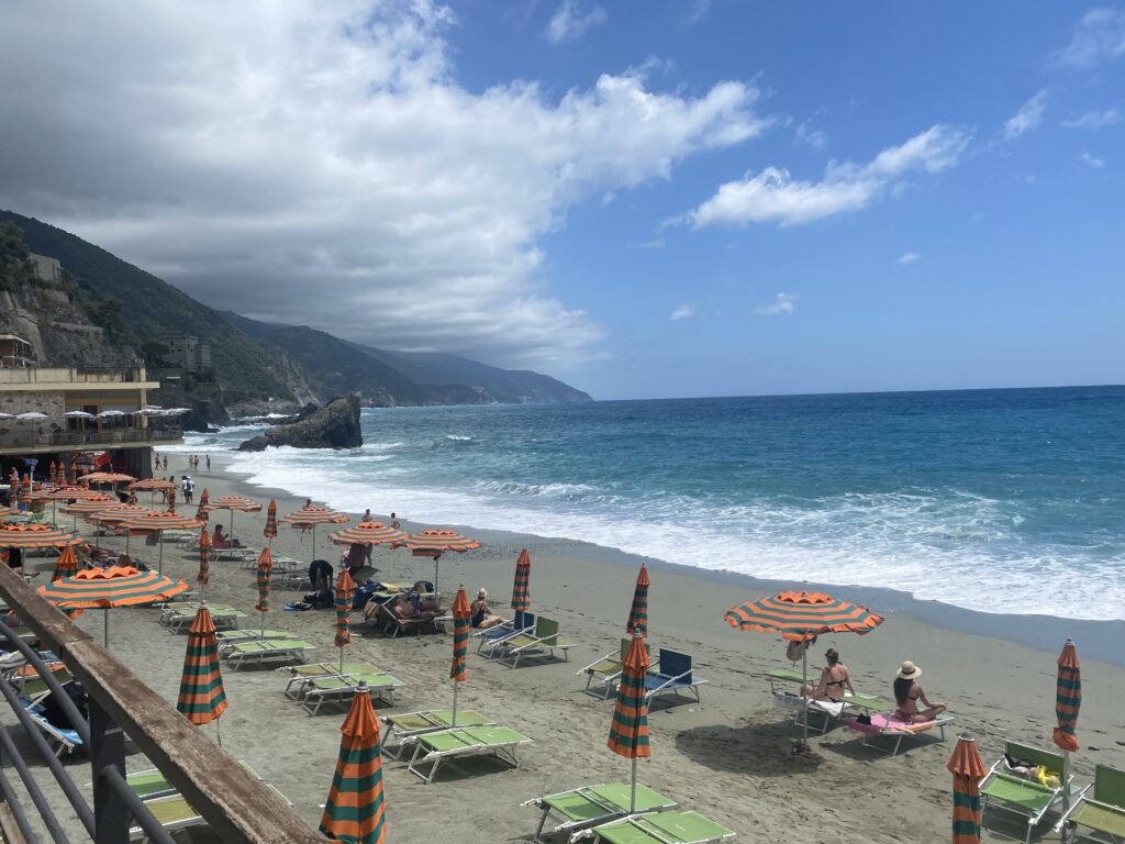 sandy beachfront in Monterosso Cinque Terre