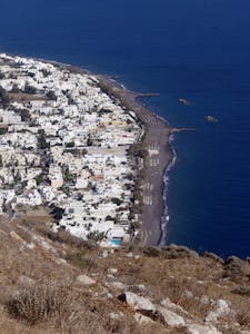 Aerial View of the Town of Kamari, Santorini, Greece