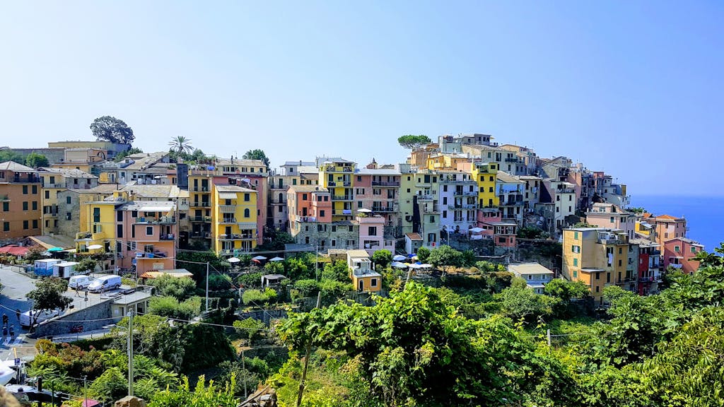 Colorful buildings on a cliff in Corniglia, Cinque Terre