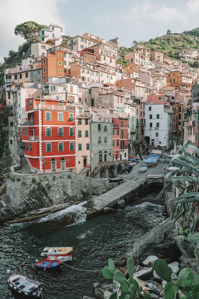 Colorful Houses on a Cliff in Riomaggiore Cinque Terre