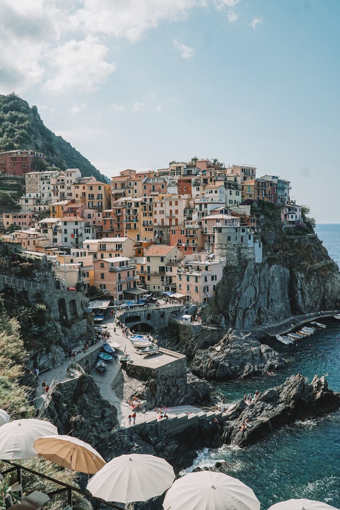 Houses on a Cliff in Manarola, Italy