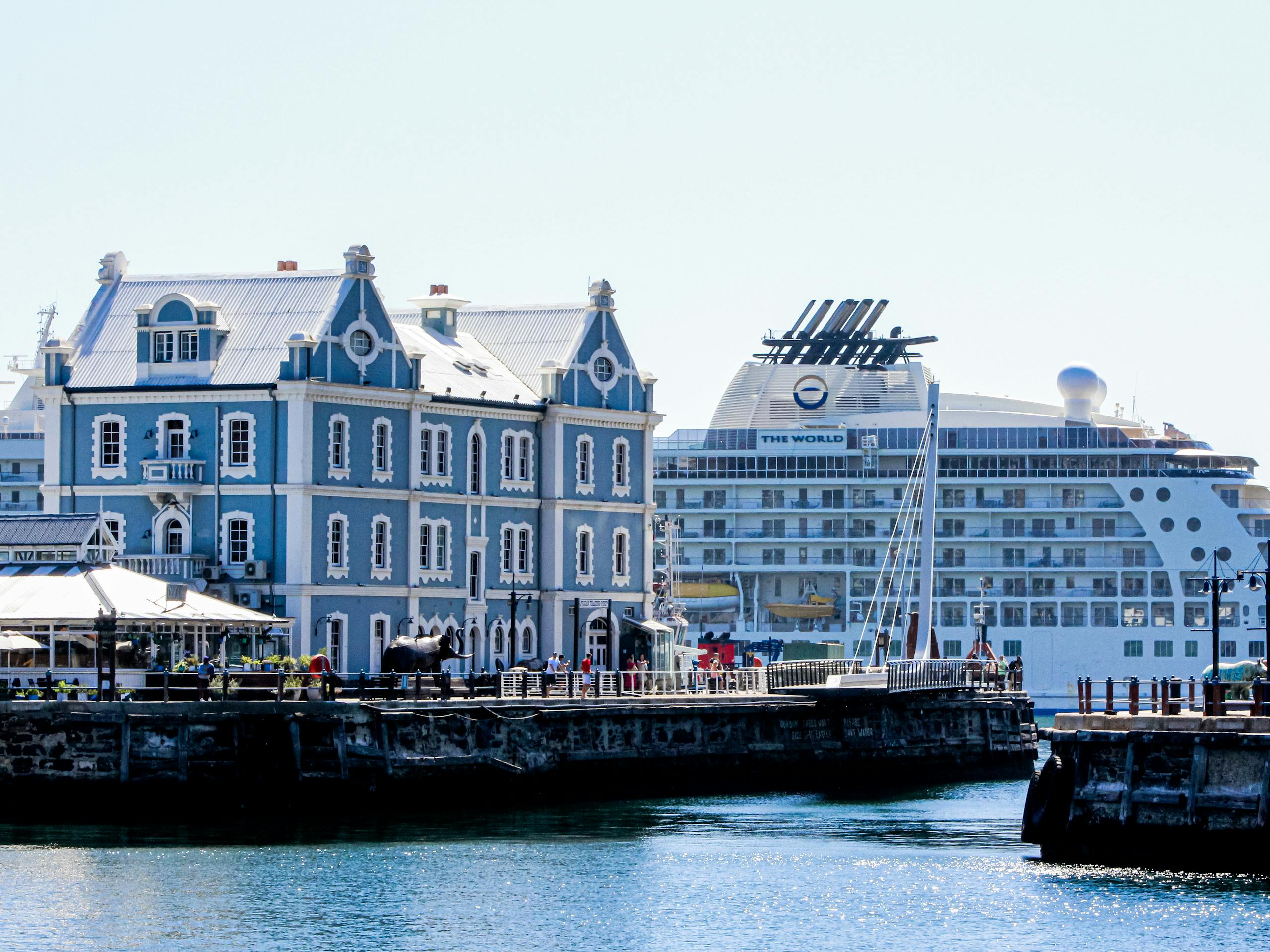 VA Waterfront and a Cruise Ship in the Port in Cape Town, South Africa