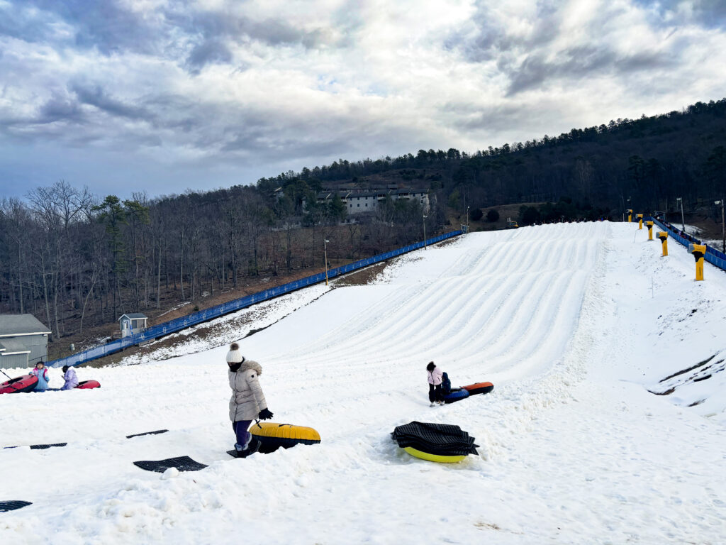 People snow tubing at Massanutten Resort 