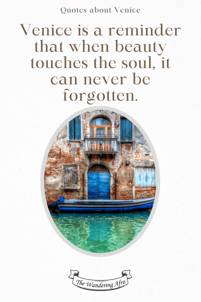 a pinterest pin with a quote about Venice