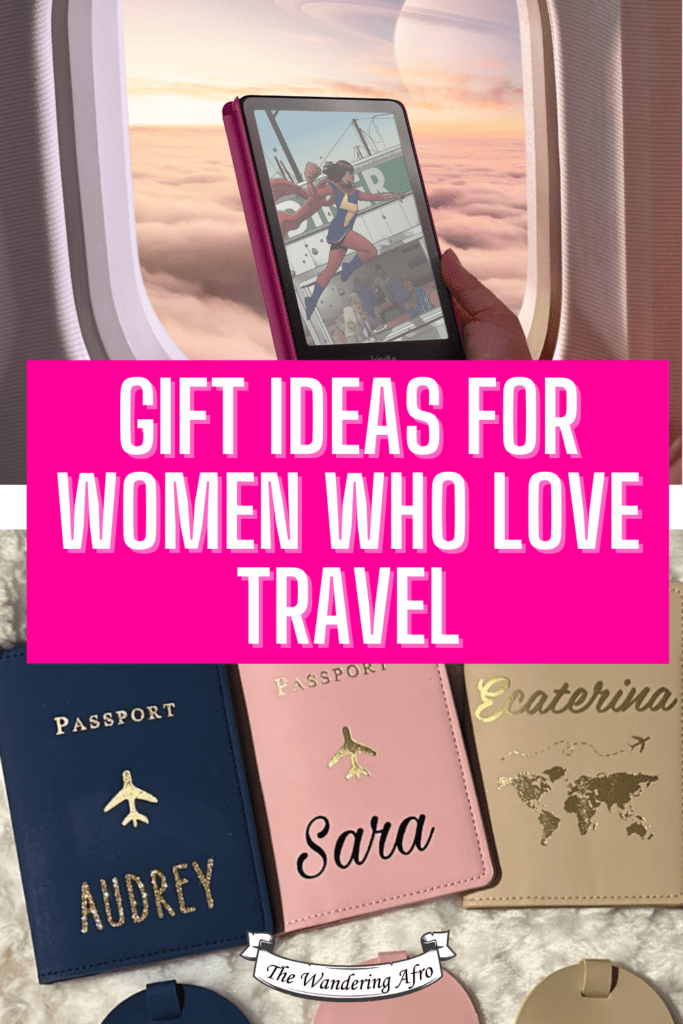 Pinterest pin says : Gift Ideas for Women who love travel