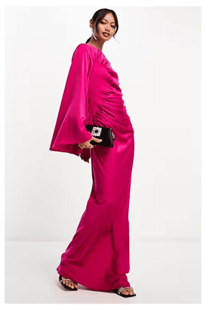 fuchsia pink modest dress