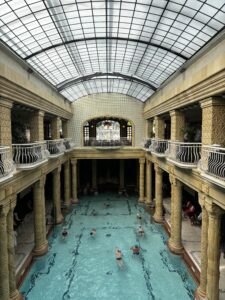 the beautiful pool at Gellert Thermal Pool Spa in Budapest